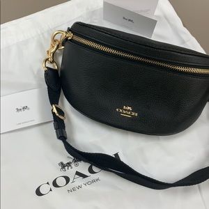 Coach black and gold belt bag